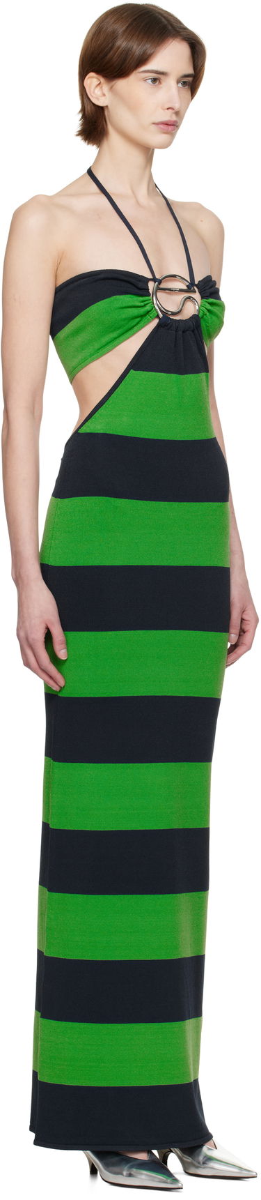 Kjole Coperni Coperni Knitted Striped Halter Maxi Dress Grøn | COPML135SY3010, 1