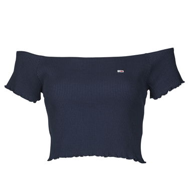 Crop top Tommy Hilfiger CROP RIB OFF SHOULDER TOP Mørkeblå | DW0DW12599C87, 0