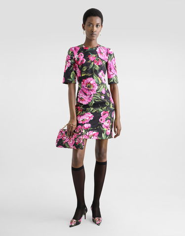 Kjole Dolce & Gabbana Dolce & Gabbana Peony-Print Fit-and-Flare Midi Dress Flerfarvet | F6TMJTFSFN9HN5KR, 1