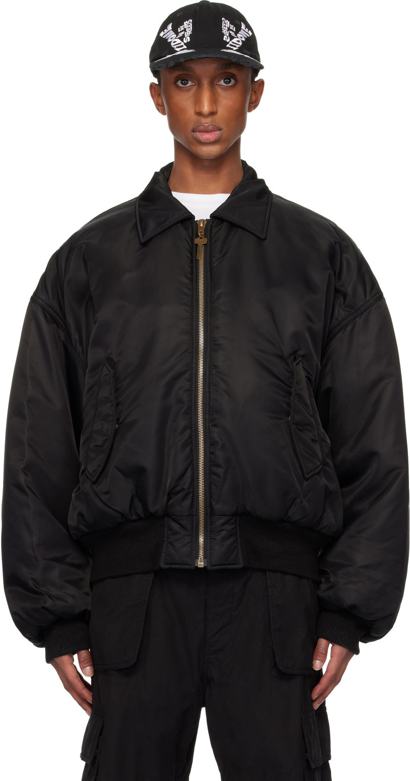 Bomberjakke We11done Collar Bomber Jacket Sort | WD-JP3-24-023-U-BK
