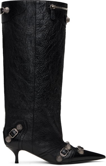 Sneakers og sko Balenciaga Cagole Wide Leather Boots With Buckle Sort | 802090 WAD4E, 0