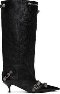 Cagole Wide Leather Boots With Buckle