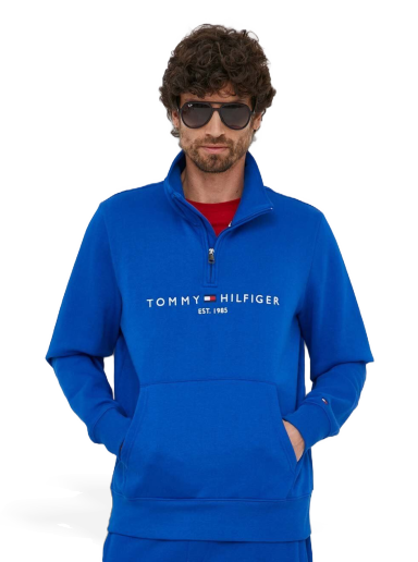 Sweatshirt Tommy Hilfiger Logo Mockneck Blå | MW0MW20954