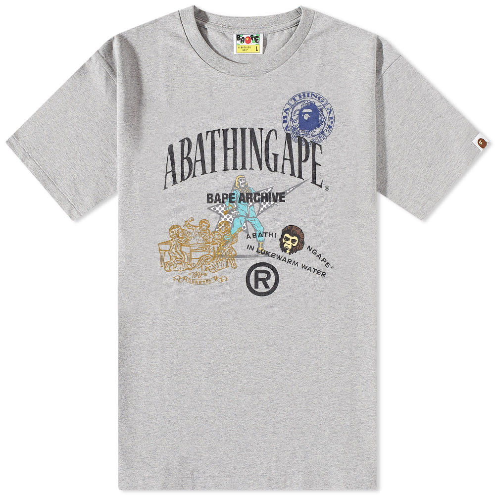 T-shirt BAPE A Bathing Ape Archive Multi Logo Tee Grå | 001TEI201013F-GRY, 0