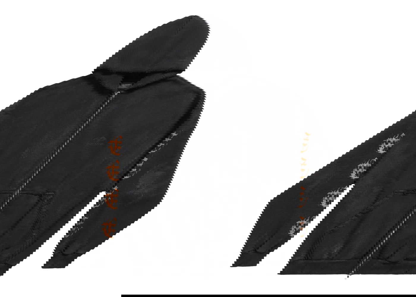 Sweatshirt Balenciaga Heavy Metal Outerwear Zip-Up Oversized Hoodie Sort | 744444TOVD91055, 0