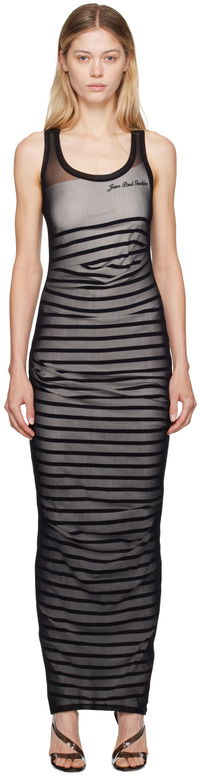 Jean Paul Gaultier 'The Bi-Material Marinière' Striped Maxi Dress