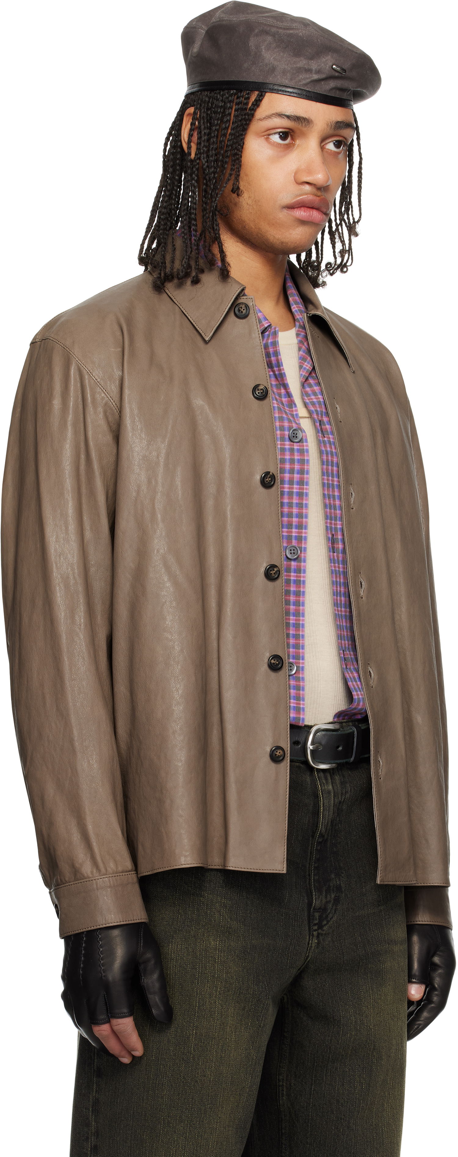 Skjorte OUR LEGACY Our Legacy Welding Leather Shirt Brun | M2259W7, 1