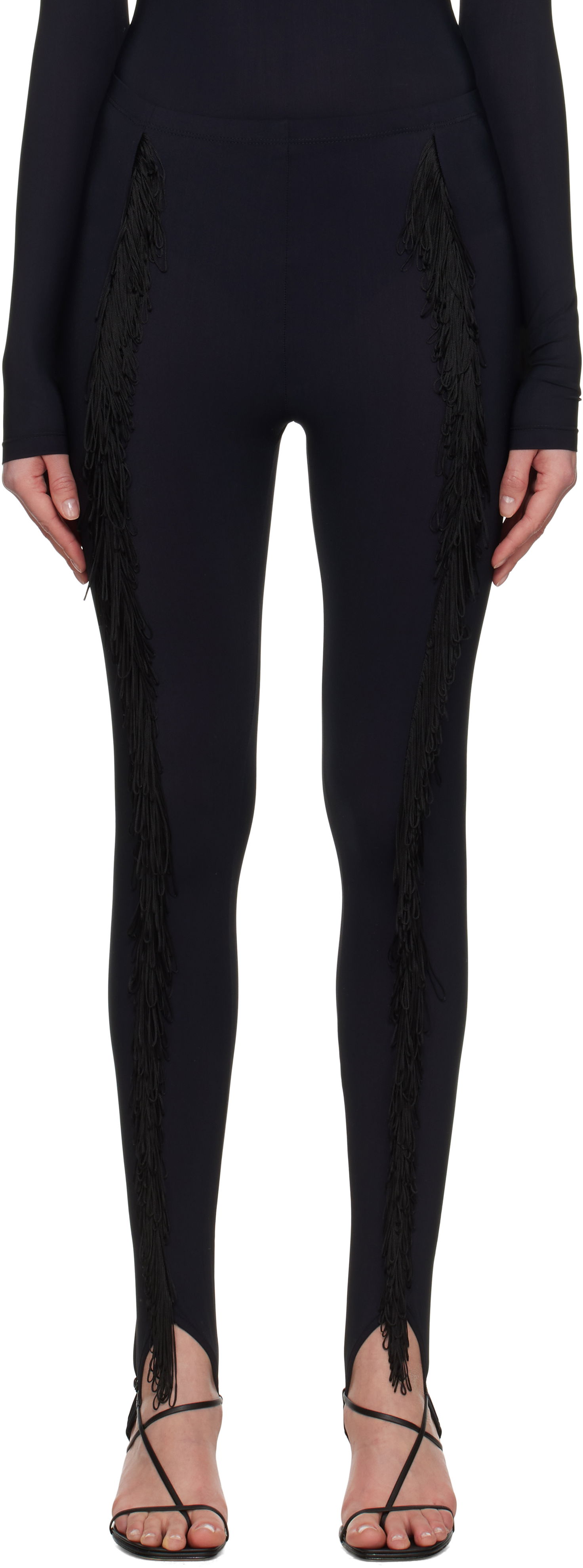 Leggings Maison Margiela MM6 Maison Margiela Fringe Stirrup Leggings Sort | S52KA0525 S20518, 0