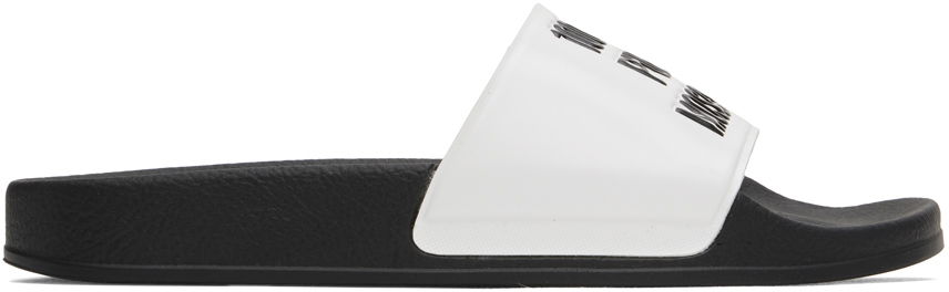 Sneakers og sko Moschino White & Black '100% Pure ' Pool Slides Hvid | MB28292G1LG18100, 0