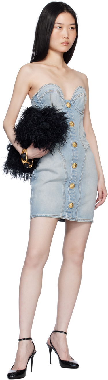 Kjole Balmain Buttoned Denim Minidress Blå | EF1R1315DF23, 3
