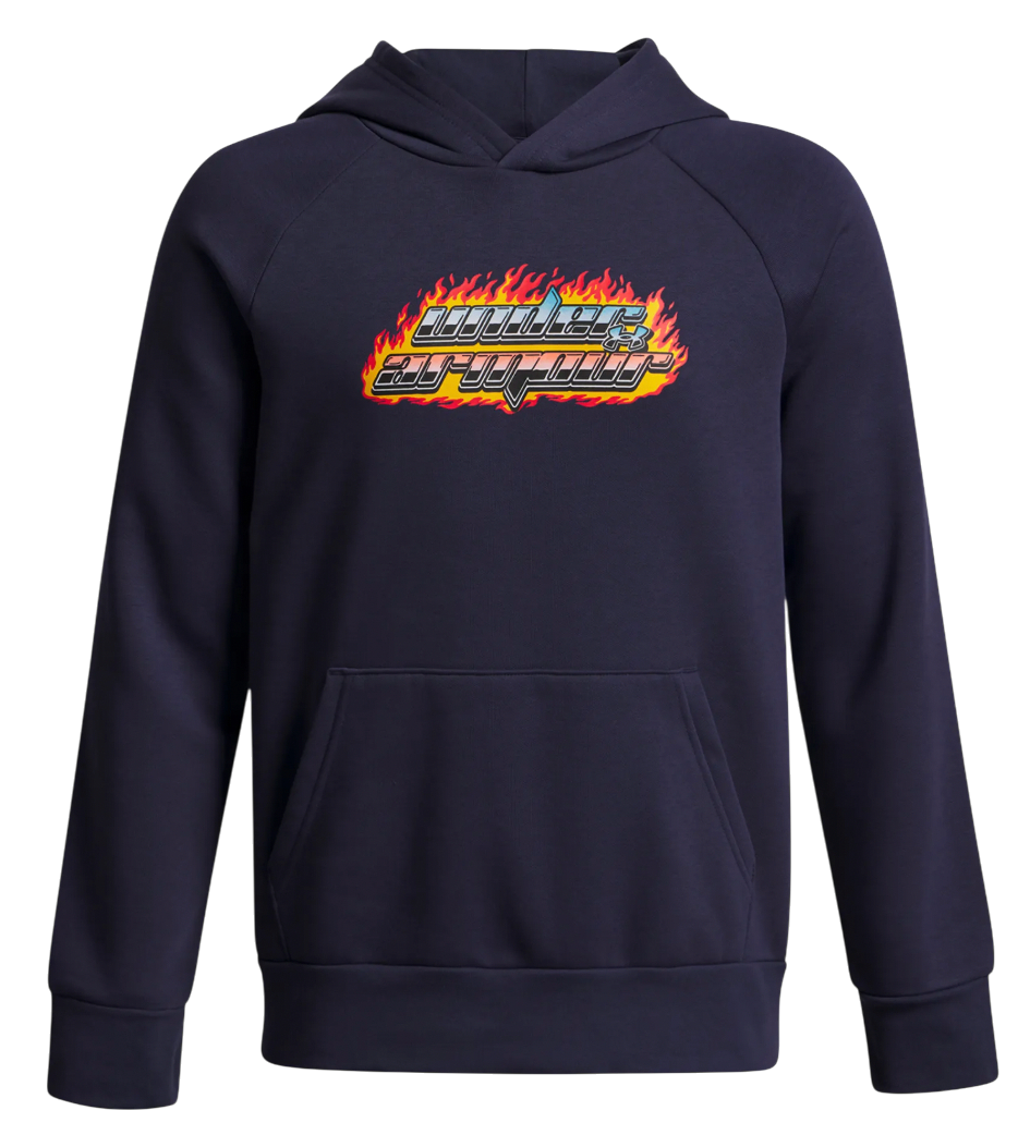 Sweatshirt Under Armour Rival Fleece Flamin Wordmark Hoodie Mørkeblå | 6003781-403, 0