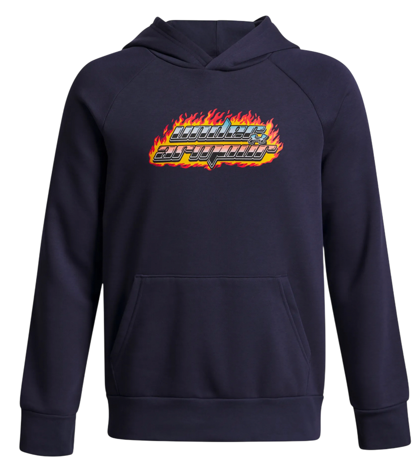 Sweatshirt Under Armour Rival Fleece Flamin Wordmark Hoodie Mørkeblå | 6003781-403
