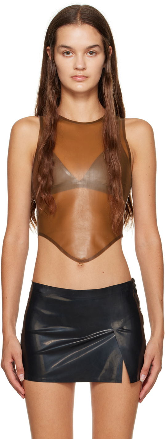 Tanktop Miaou Miaou Jinx Sheer Tank Top Brun | 7044LTXBRW