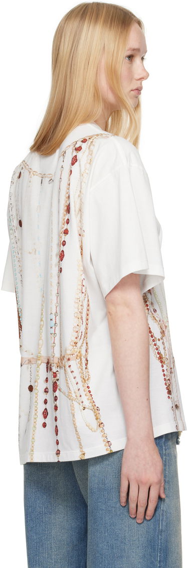 T-shirt Maison Margiela MM6 Maison Margiela Jersey T-Shirt with Beaded Graphic Hvid | S62GD0201 M20113, 2