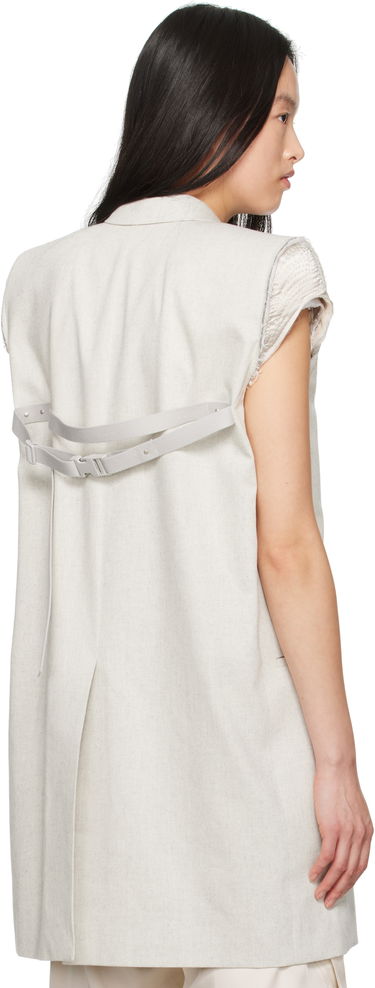 Vest Rick Owens Rick Owens Hollywood Dirt Tailored Sleeveless Denim Blazer Beige | RP01E7768 DRD, 2