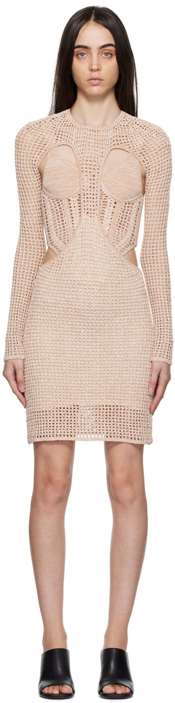Kjole Dion Lee Dion Lee Stirrup Knit Mini Dress Beige | A7644F22