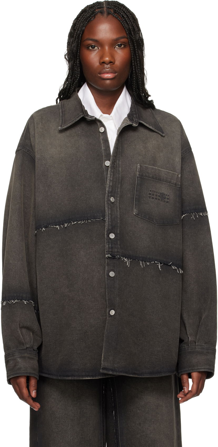 Skjorte Maison Margiela MM6 Maison Margiela Long-Sleeved Reconstructed Denim Shirt Sort | SH2DT0009 S30848