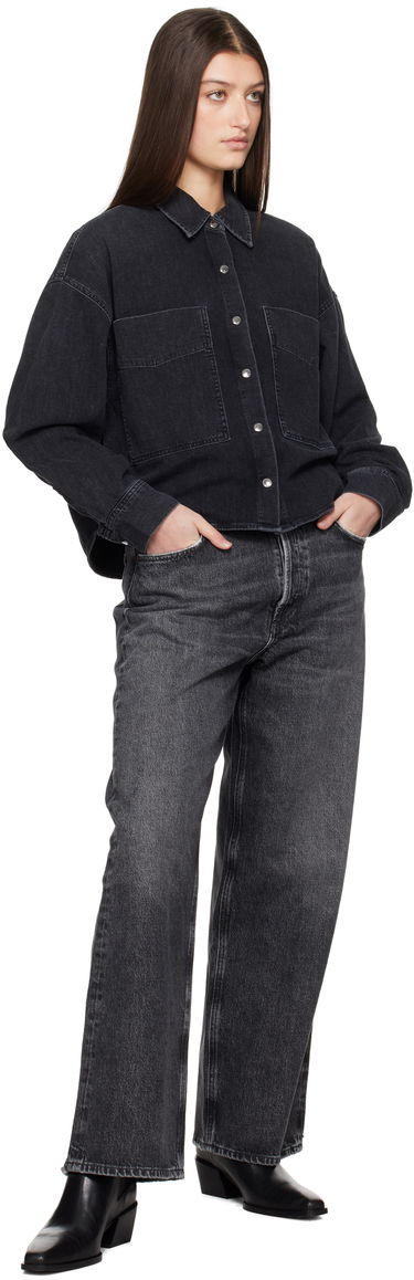 Skjorte AGOLDE AGOLDE Myah Cropped Denim Shirt Sort | A7360-1525, 3