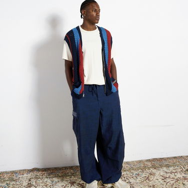 Cargo bukser Pleasures Visitors Wide Fit Cargo Pants Mørkeblå | P23F012-NAVY, 5