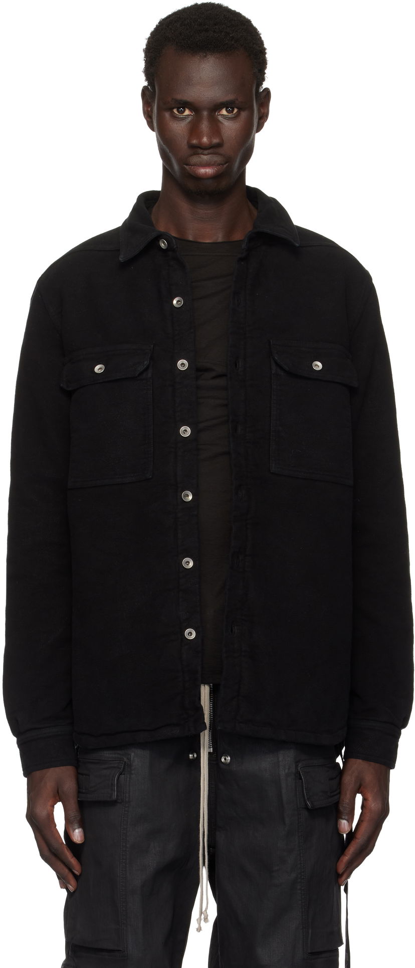 Skjorte Rick Owens Outershirt Jacket Sort | DU02D2755 MO