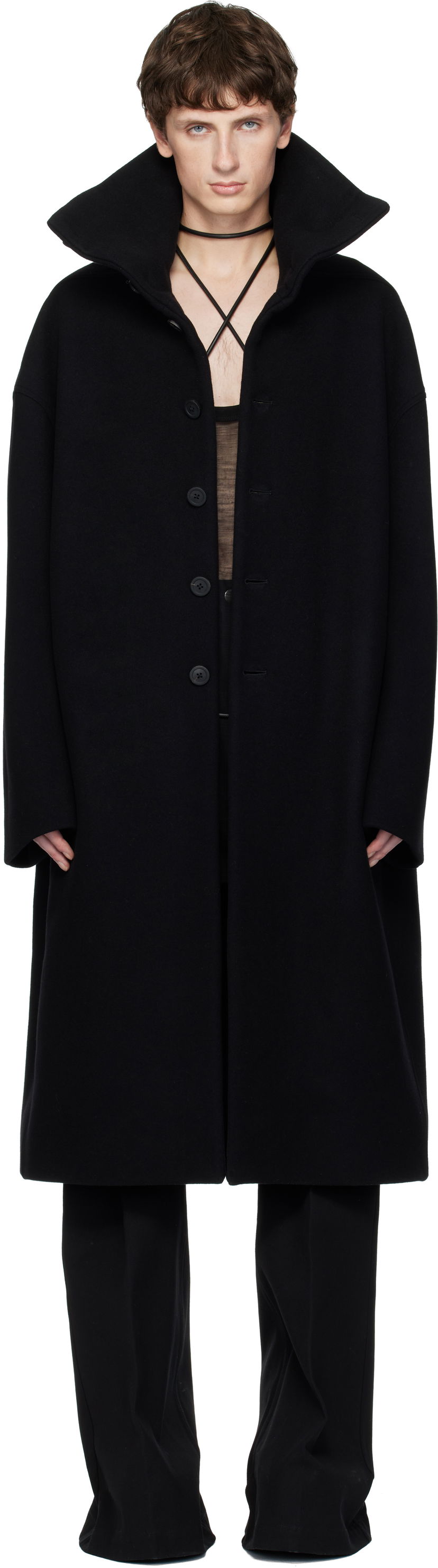 Frakker Rick Owens Concordians Dracucollar Long Coat Sort | RR02E1900 WSF
