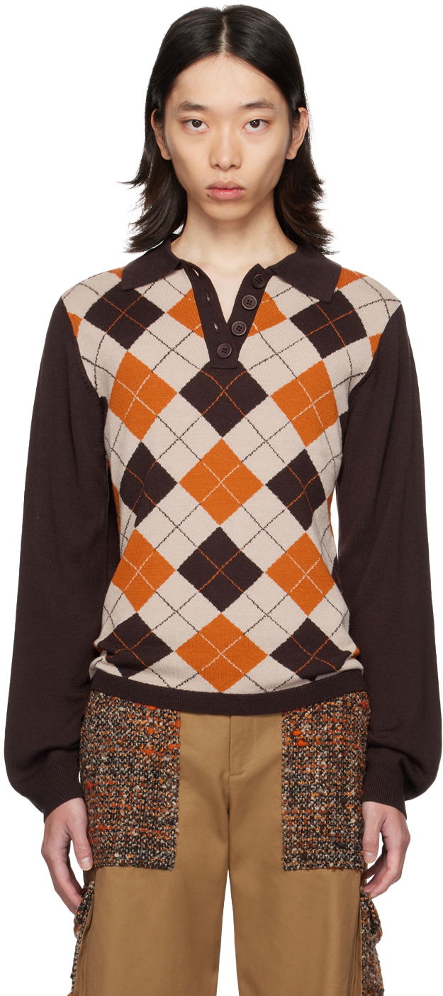 Polo skjorte Anna Sui Anna Sui Argyle Polo Brun | 624P20