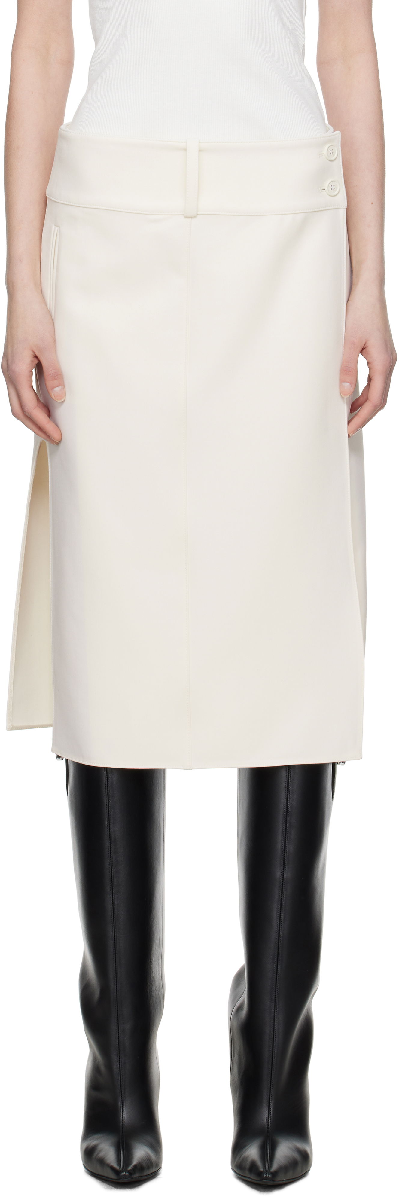 Nederdel Courrèges Courrèges Belted Slit Midi Skirt Hvid | 125CJU221PL0170, 0