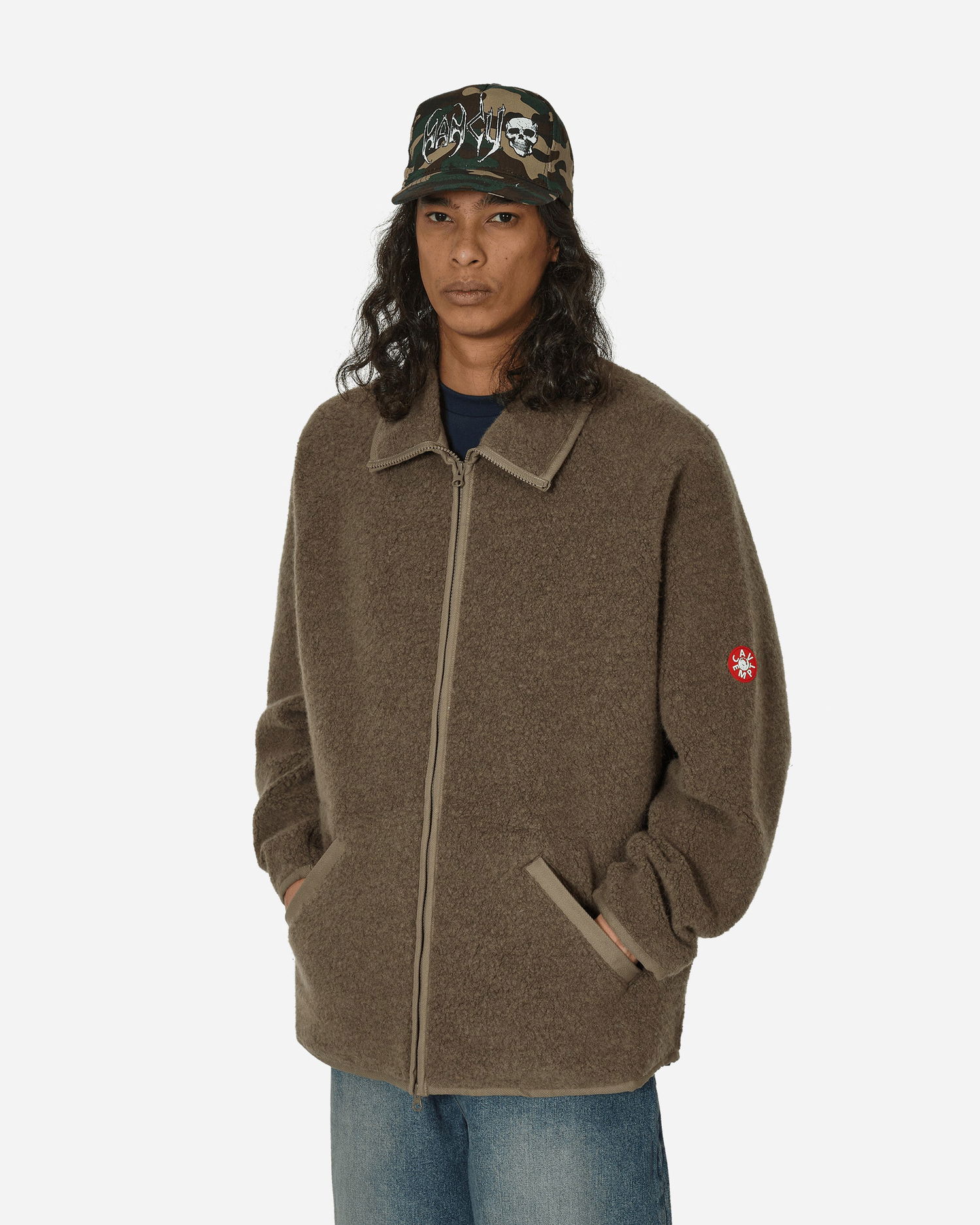 Jakke Cav Empt Wool Boa Fleece Zip Up Jacket Khaki Grøn | CES25CS22 KHKI, 1