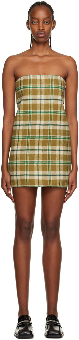 Kjole We11done We11done Plaid Strapless Mini Dress Brun | WD-OP3-22-219-W-KK