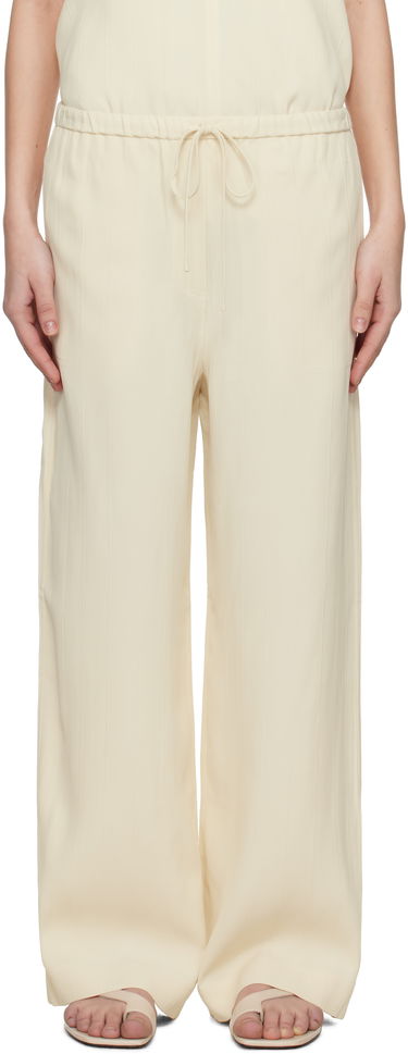Jumpsuit TOTEME TOTEME Woven Stripe Drawstring Trousers Beige | 252-WRB1709-FB0192, 0