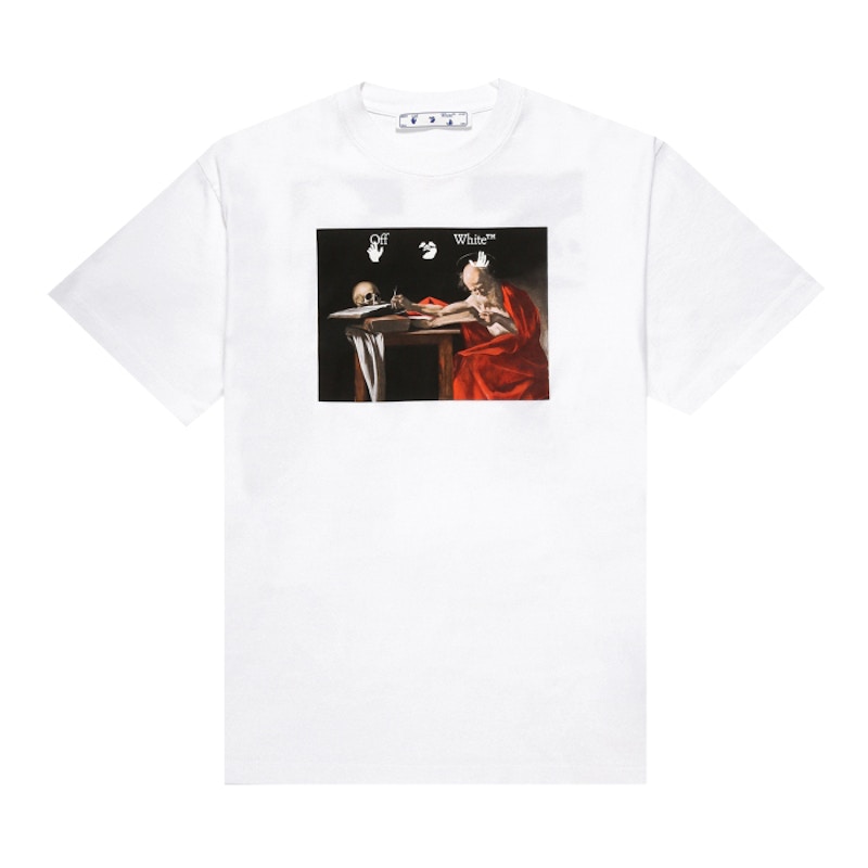 T-shirt Off-White Caravaggio S/S Over Tee White/Red Hvid | OMAA038R21JER0030125/OMAA027R21JER0040125