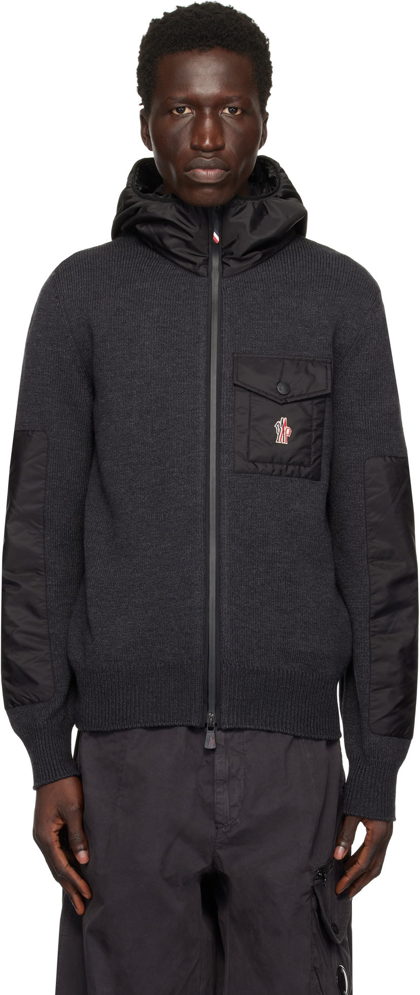 Sweater Moncler Wool Zip-Up Hoodie Grå | J20979B00013A9462