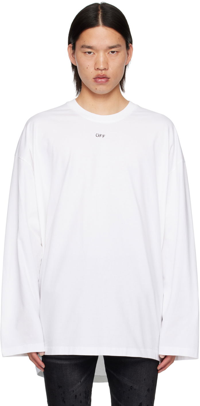 T-shirt Off-White White Off Stamp Long Sleeve T-Shirt Hvid | OMAB091C99JER0010110