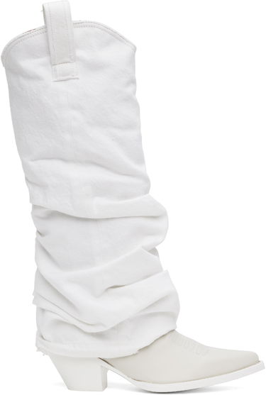 Tøj R13 R13 Mid Cowboy Denim Sleeve Boots Hvid | R13S0107-WHT, 0