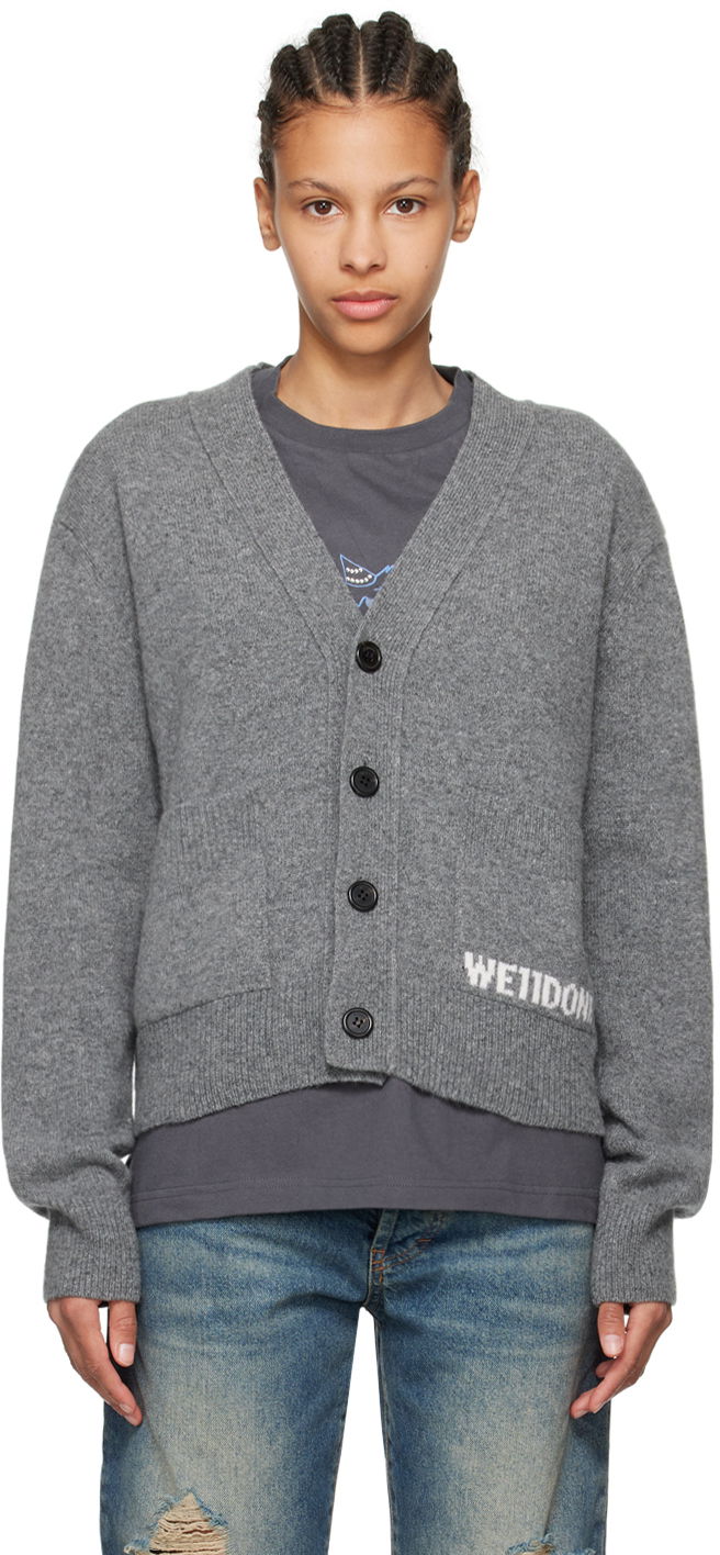 Sweater We11done We11done Patch Pocket Cardigan Grå | WD-KC3-23-621-U-CH