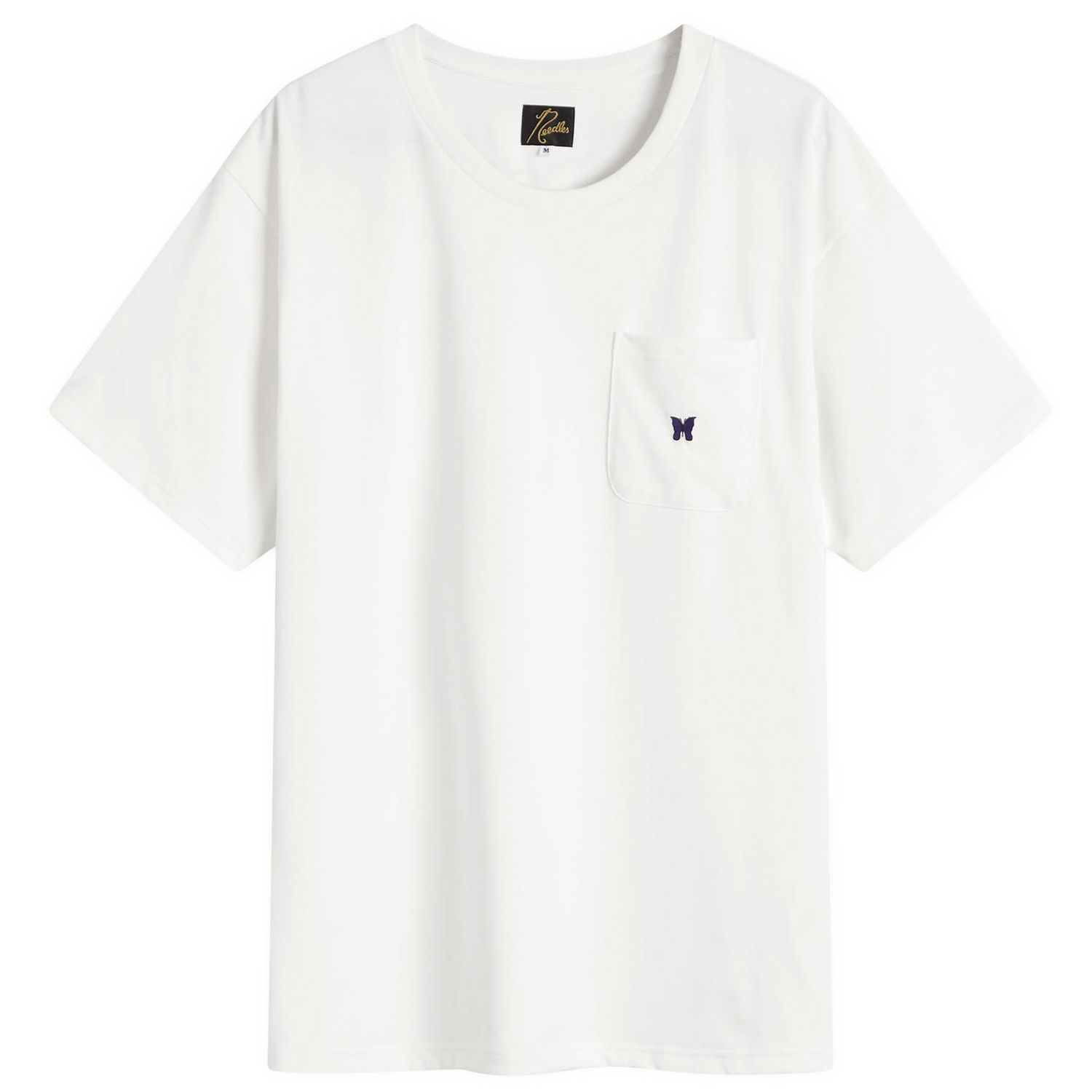 T-shirt Needles Needles Papillion Pocket T-Shirt, Size Large Hvid | QV362-A, 0