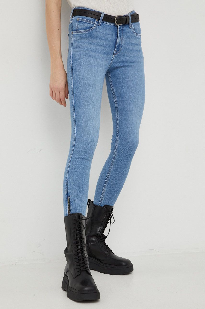 Jeans Lee Scarlett High Zip "Partly Cloudy" Blå | L31BERPA, 0