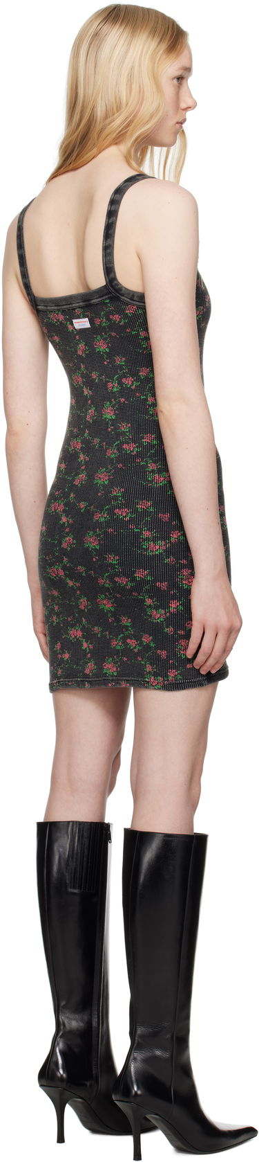 Kjole Alexander Wang Alexander Wang Floral-Print Waffle Knit Mini Dress Sort | 8C4246605P, 2