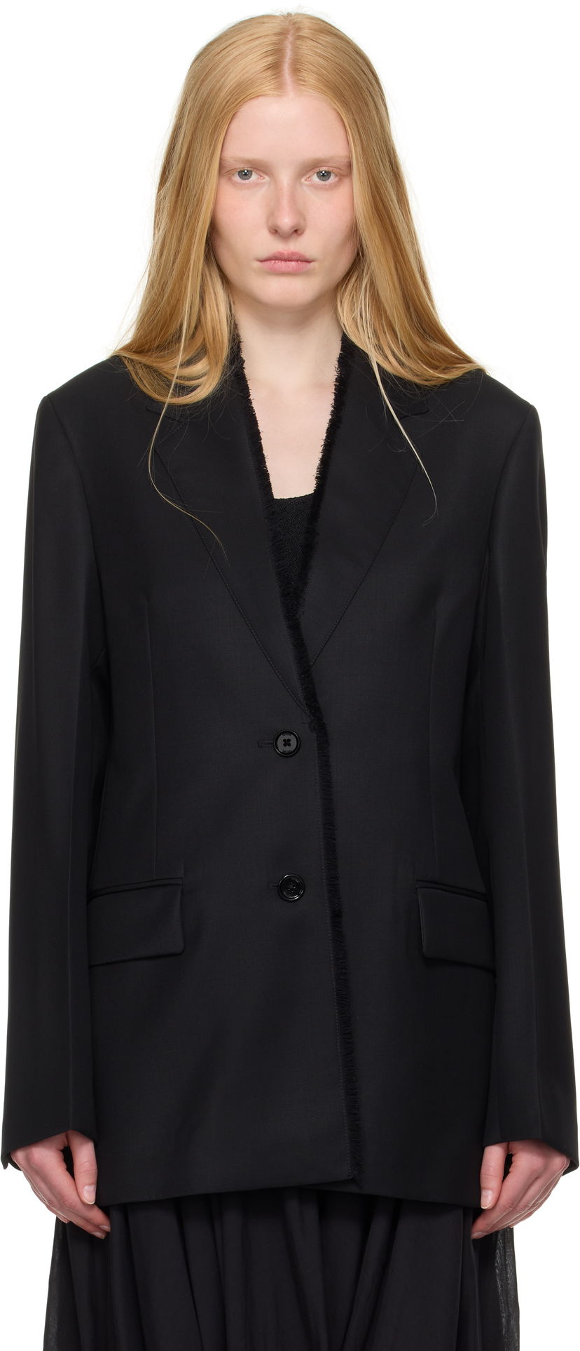 Jakke TOTEME TOTEME Raw Lapel Blazer Sort | 253-WRZ0054-FB0435