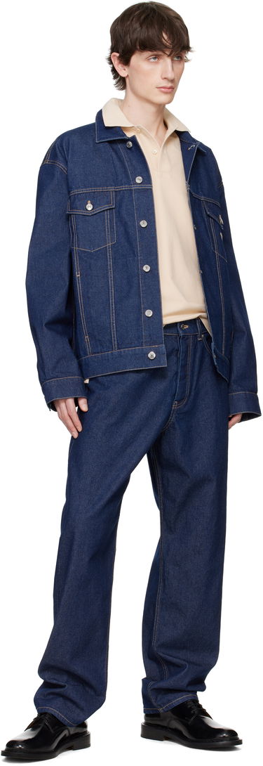 Bomberjakke MAISON KITSUNÉ Maison Kitsuné Profile Fox Denim Trucker Jacket Blå | OM02103WW0081, 3