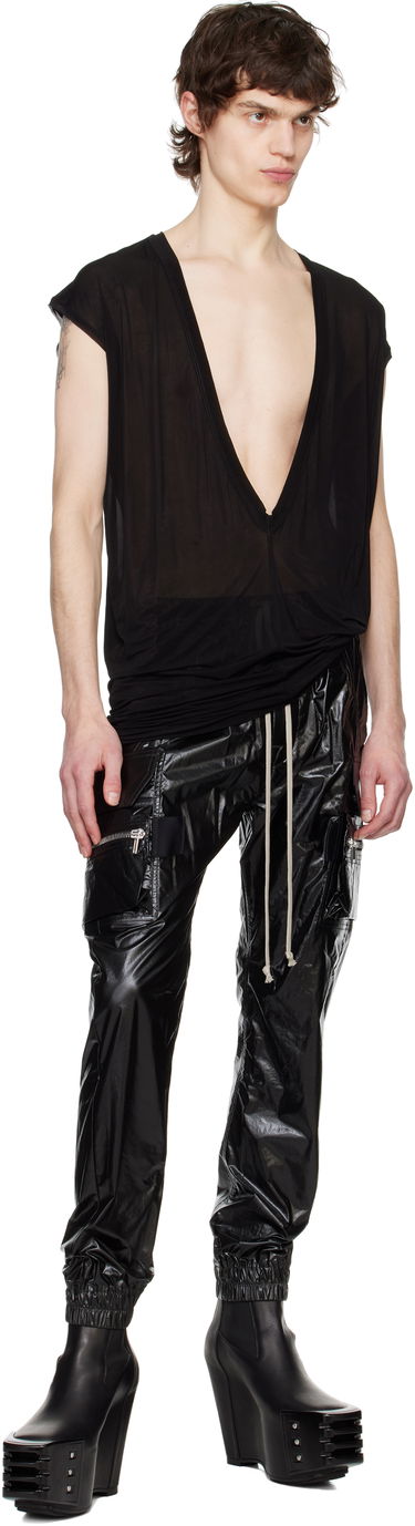 Tanktop Rick Owens Rick Owens Hollywood Dylan Deep V-Neck T-Shirt Sort | RU01E5157 BZ, 3
