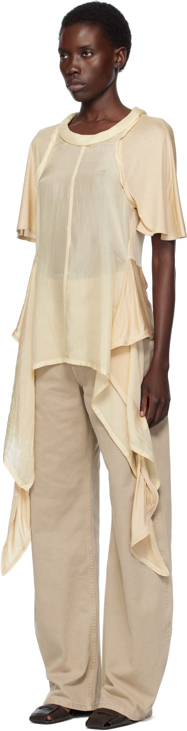 T-shirts og tank tops LEMAIRE Lemaire Mixed Fabric Knotted Top Beige | TO1332 LF1373, 3