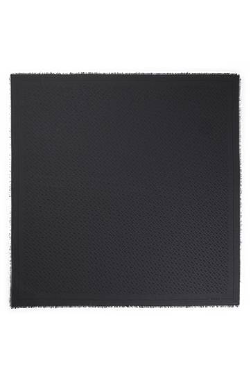 Tørklæde BOSS Monogram Jacquard Modal and Wool Scarf Sort | 50517733