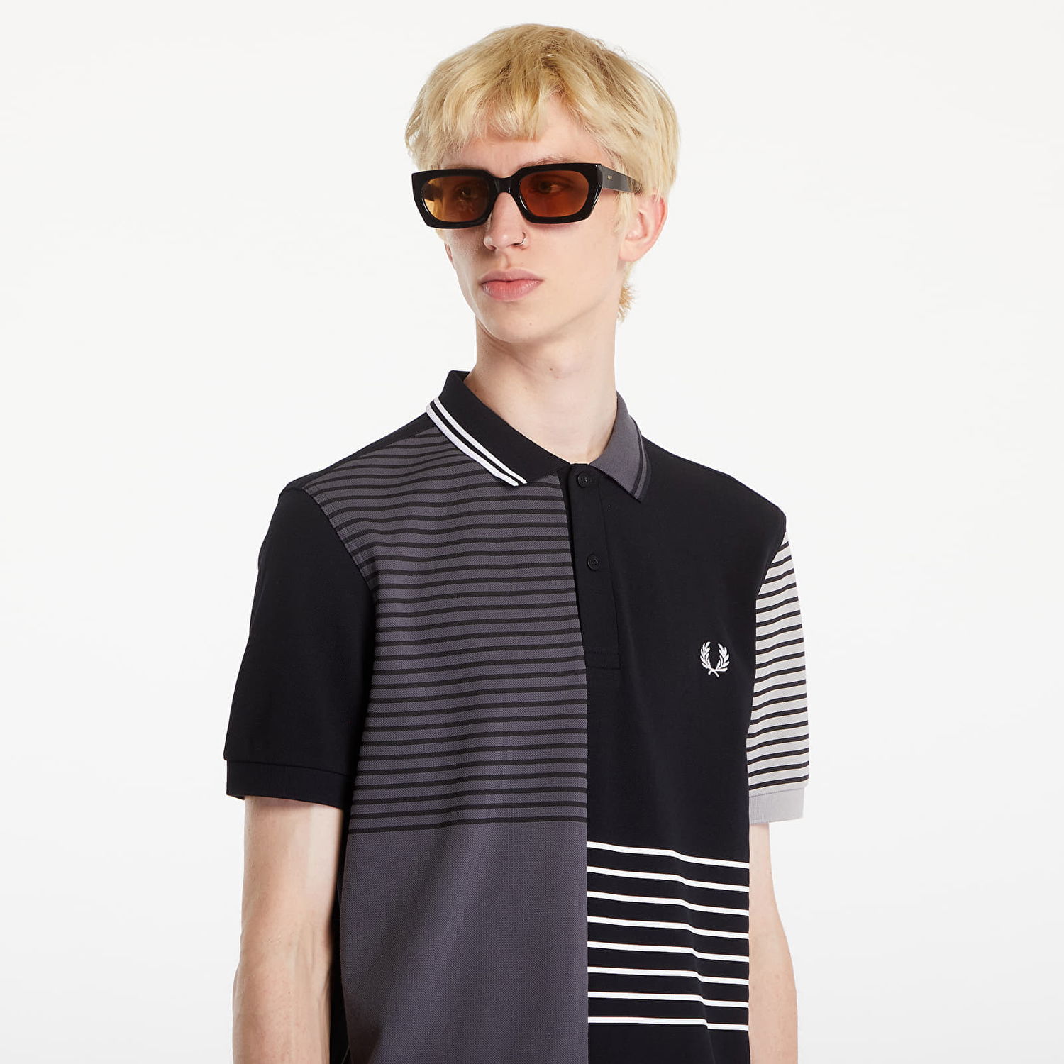 Polo skjorte Fred Perry Beams Striped Panel Fp Polo T-Shirt Black Sort | SM7188 102, 1