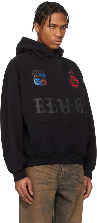 Sweatshirt Rhude Rhude Crest Oversized Hoodie Sort | RHPS25HO03012, 1