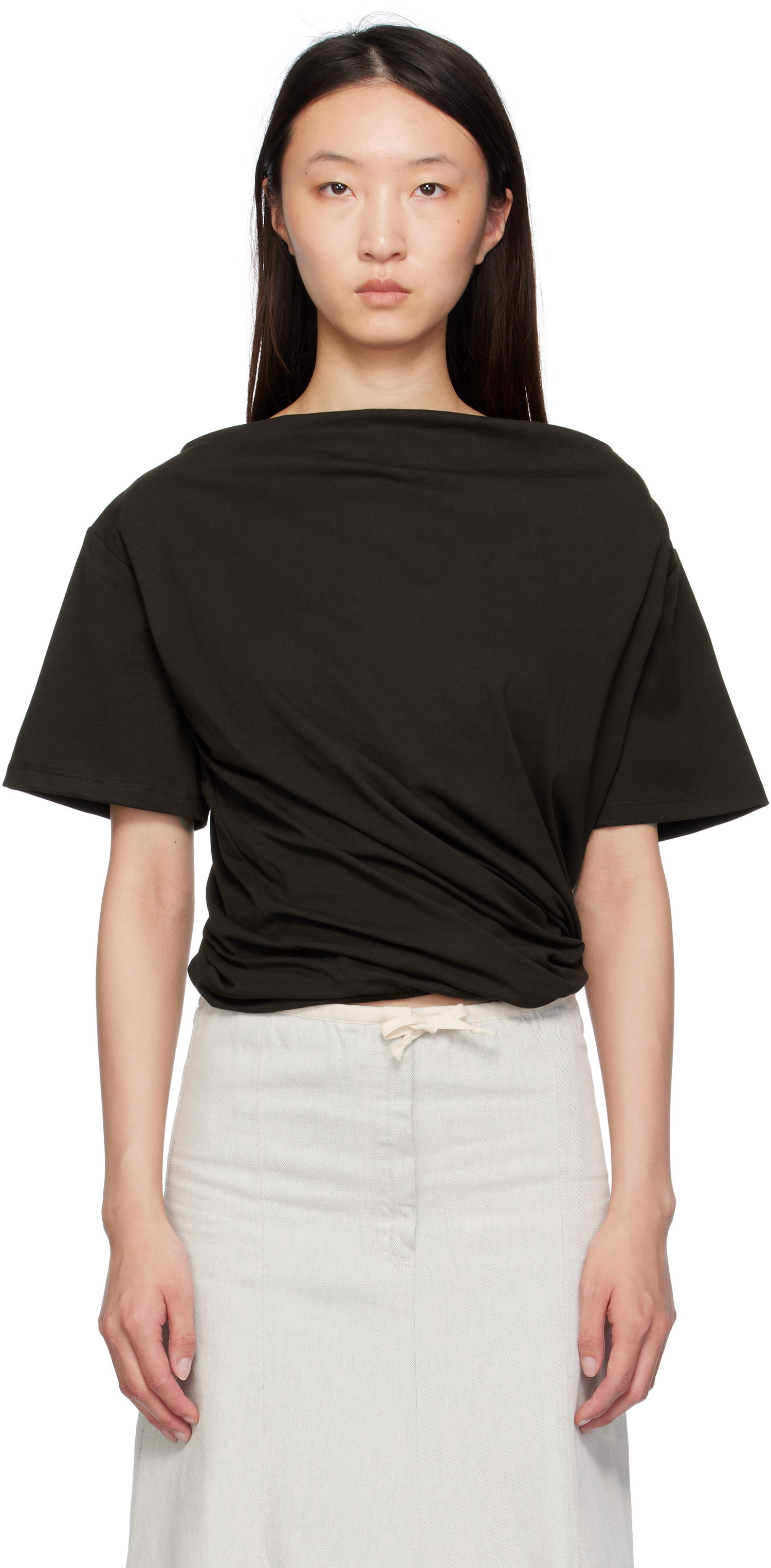 T-shirt Baserange Baserange Turn T-Shirt Sort | TOTUS-RC-SU25, 0