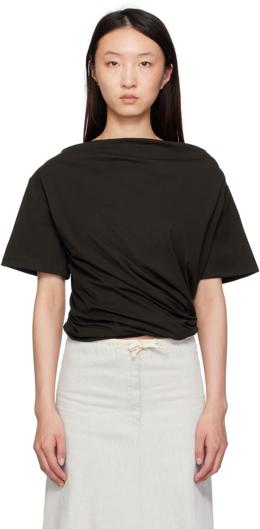 T-shirt Baserange Baserange Turn T-Shirt Sort | TOTUS-RC-SU25