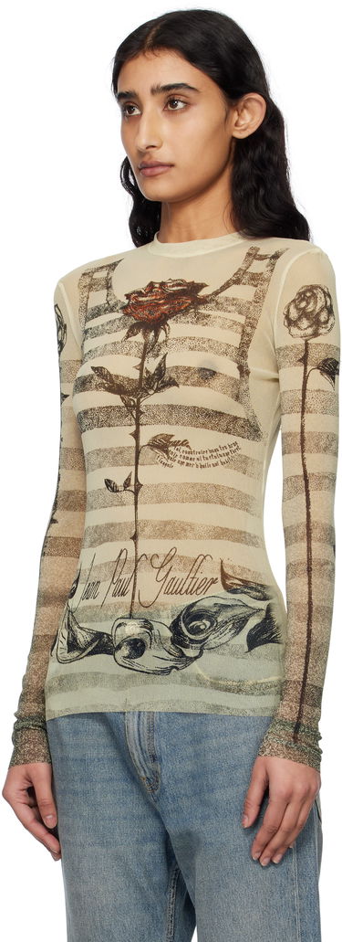 T-shirt Jean Paul Gaultier Jean Paul Gaultier Tattoo Marinière T-Shirt Beige | 25/34-F-TO274-T585-030030, 3