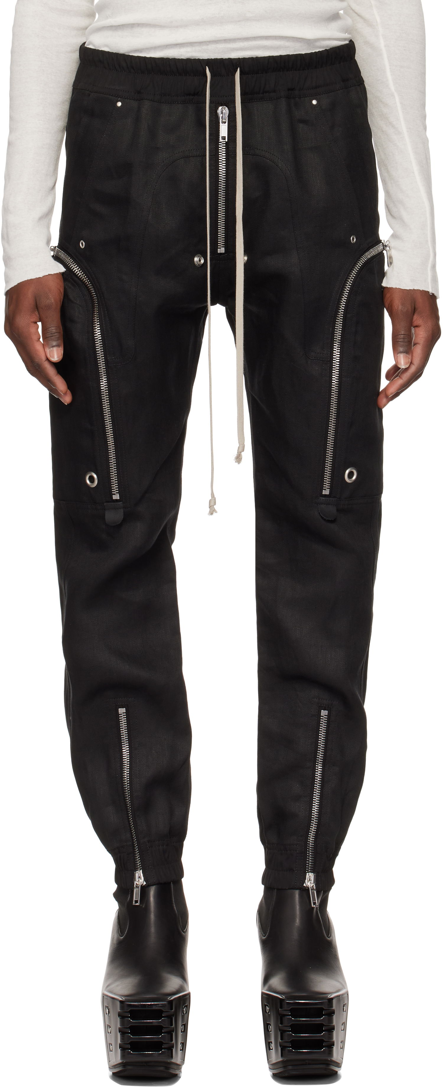 Cargo bukser Rick Owens Rick Owens Hollywood Bauhaus Cargo Pants Sort | RU01E5377 TWL, 0