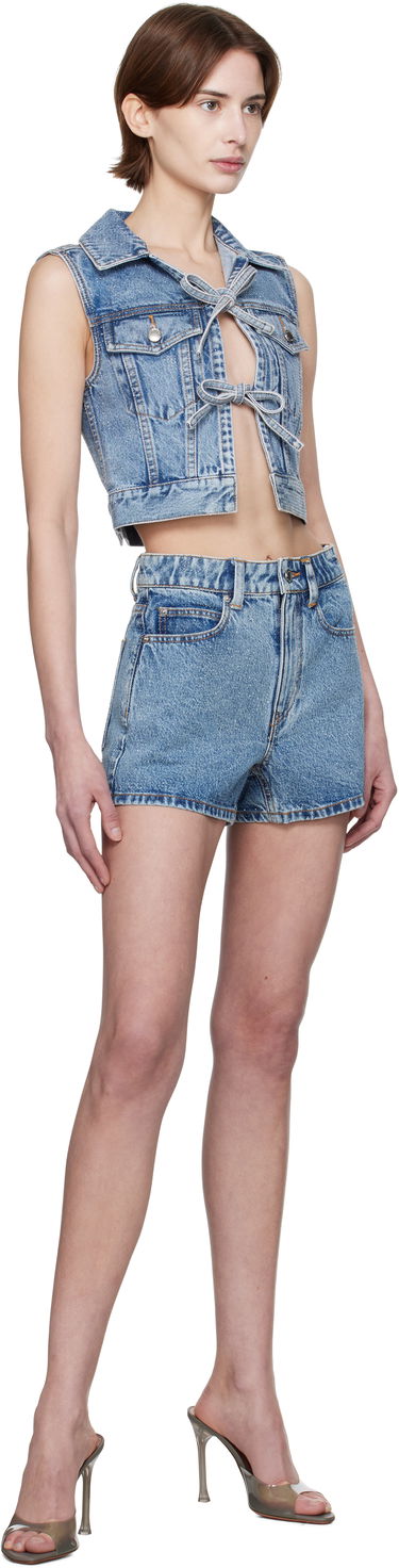 Vest Alexander Wang Alexander Wang Clear Bead Hotfix Cropped Denim Vest Blå | 1WC1251603, 3